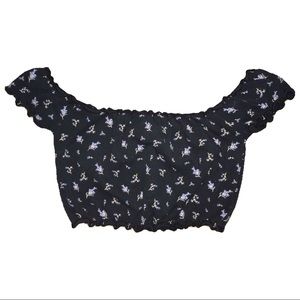 black floral off the shoulder top